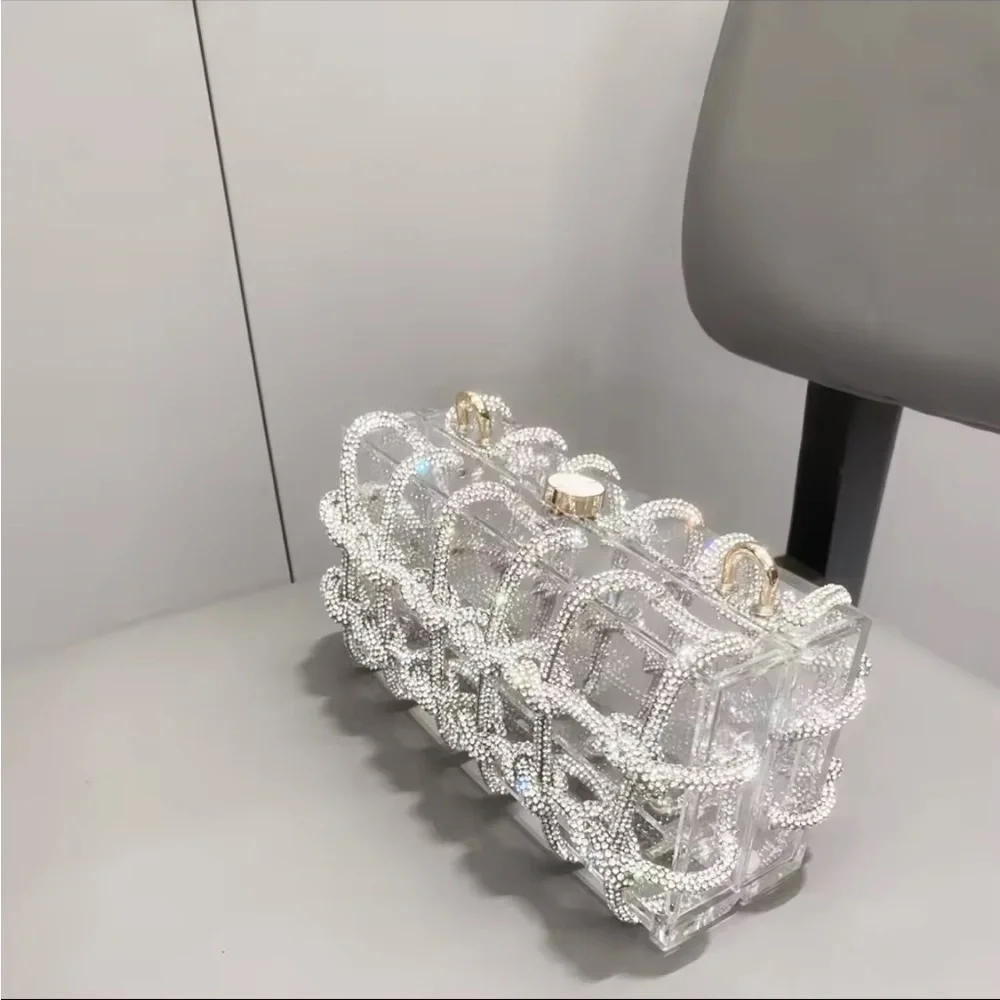 Gold and Silver Transparent Clutch with Industrial Design
